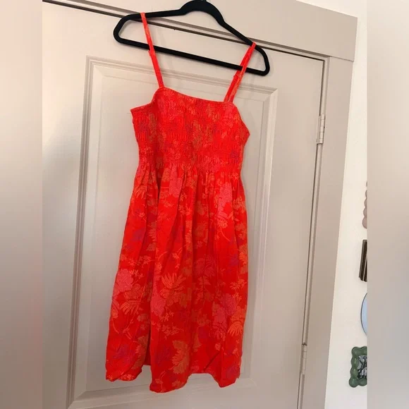 Universal Thread Bright Orange Floral Smocked Sundress - Picture 1 of 2
